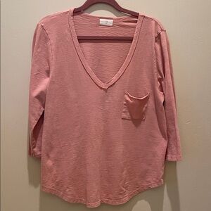 T.La Dusty Pink 3/4 Sleeve V-Neck Tee